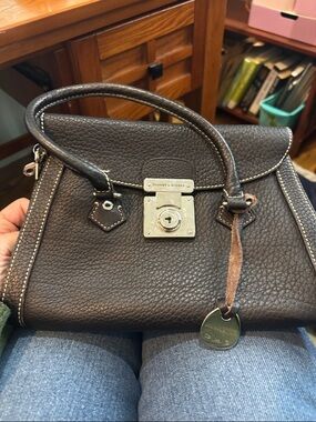 Dooney & Bourke Pebble Leather Small Satchel in Dark Brown